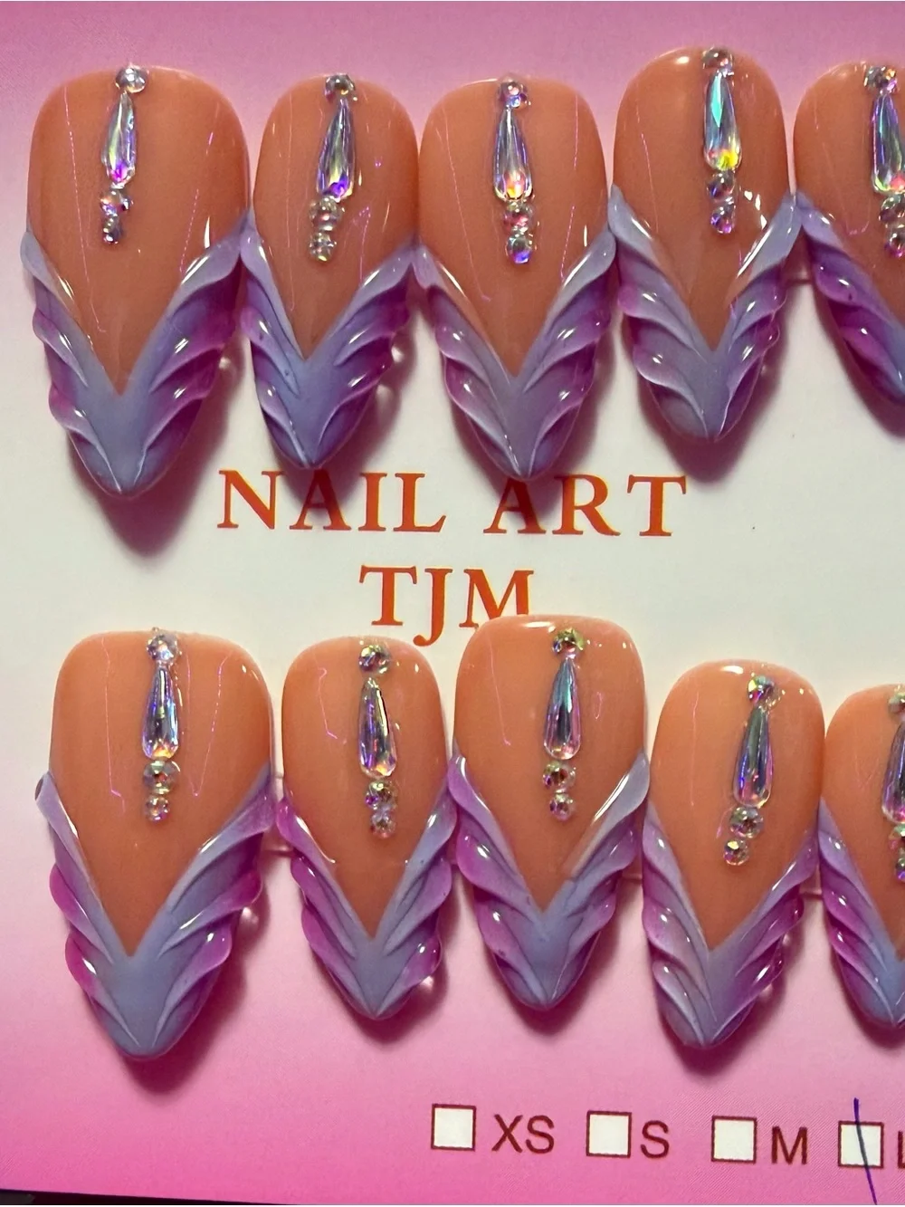 Peach and Lavender Press-On Nail Set